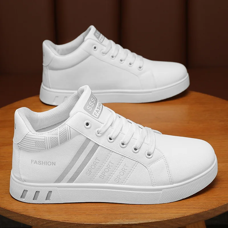 White Vulcanized Sneakers Men's Flats Comfortable Shoes Lace up Zapatillas Hombre Autumn Spring Fashion Sneakers Large Size 48 5