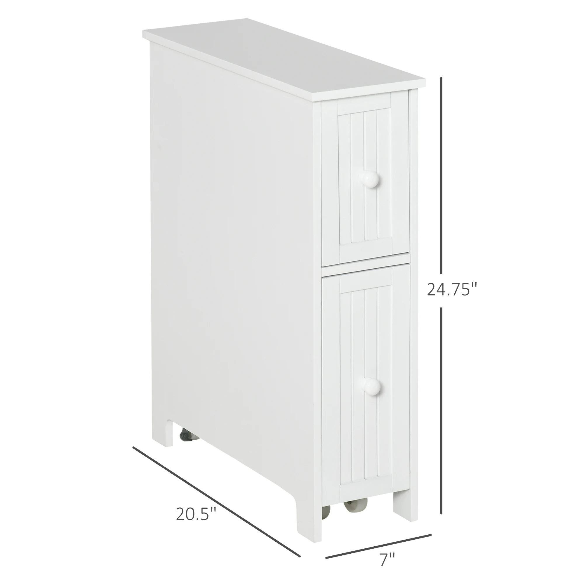 Kleankin Narrow Bathroom Cabinet on Wheels, Freestanding Toilet Paper Holder with 2 Drawers, Towel Rack, White 3