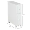 Kleankin Narrow Bathroom Cabinet on Wheels, Freestanding Toilet Paper Holder with 2 Drawers, Towel Rack, White 3