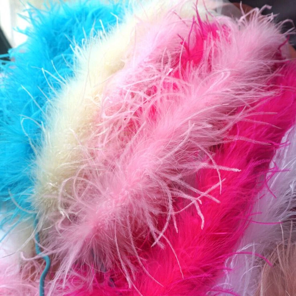 1Ply Ostrich Feather Boa Long High Quality Ostrich Feather Scarf Trims for Party Halloween Clothing Decoration Shawl 2 Meters