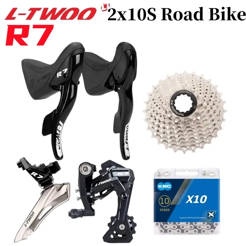 

LTWOO R7 2x10 Speed Road Bike Groupset 10s Shifter Lever+Rear/Front Derailleur SUNSHINE 10S Cassette 10speed Chain for Road Bike