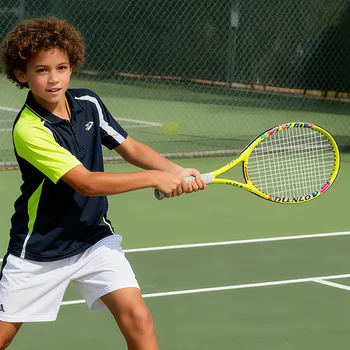 Kids’ Carbon Fiber Tennis Racket – Ultra-Light Junior Racket for Boys & Girls (Ages 3–10), 19/21/23/25 Inches – Pink, Green, Orange 1