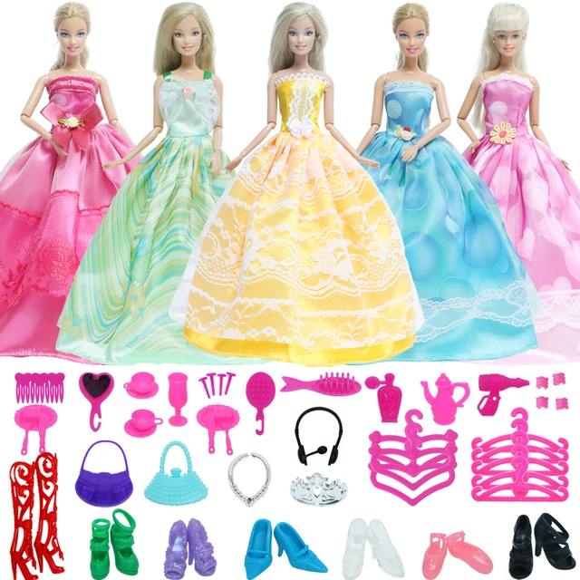 Kit Atacado 5 Vestidos De Princesa Para Boneca Barbie