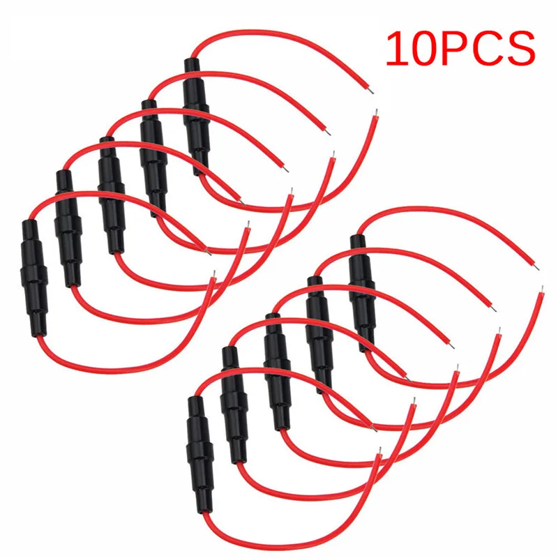 

10 PCS 5x20mm Fuse Holder Case In-Line Screw Type With Wire Cable Stock