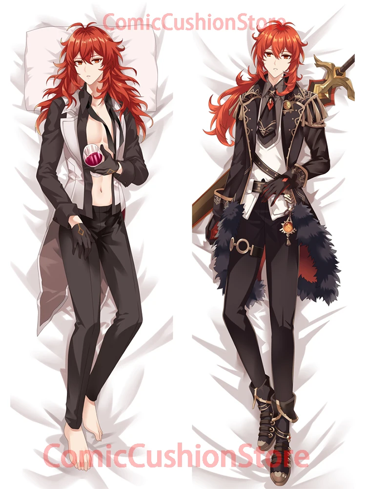 

Dakimakura anime Diluc Genshin Impact Double-sided Print Life-size body pillows cover Adult pillowcase