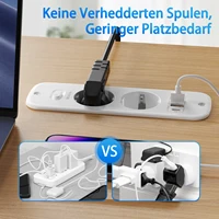 Eu plug dual socket built-in power board with 2USB-A and 2USB-C PD20W smart fast charging port 2-meter spiral extension cable - Image 6