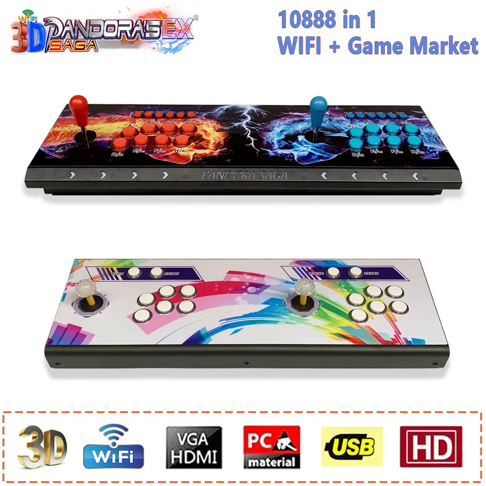 10888 in 1 Multiplayer Game Console 3D WIFI Pandora Saga Box EX2 Retro  Arcade Cabinet Joysticks Lights Buttons 4 Players Bartop|Coin Operated Games|  - AliExpress