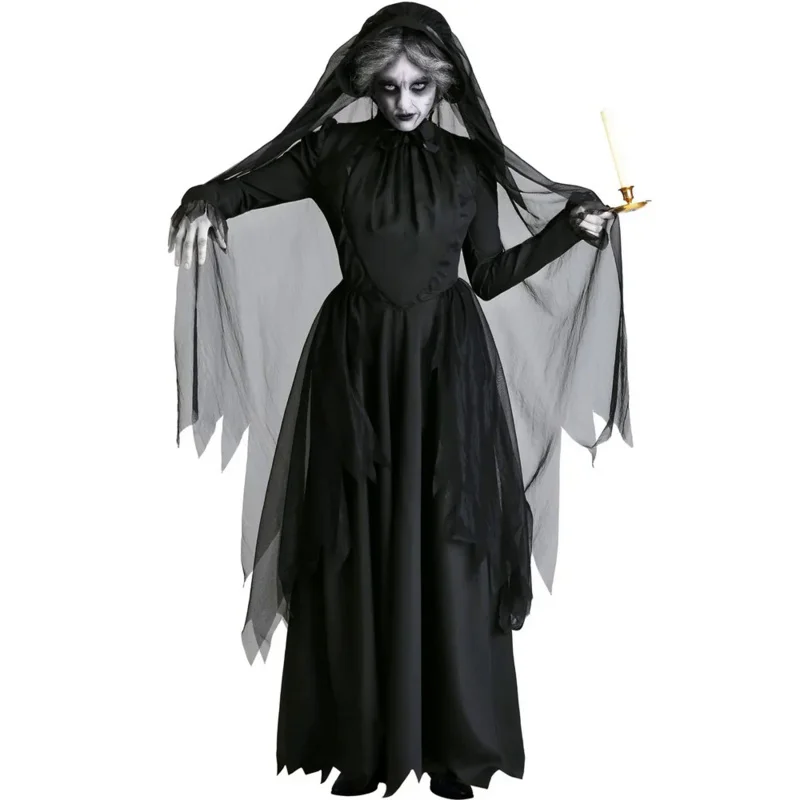 

Women Death Hell Witch Devil Vampire Cosplay Uniform Halloween Party Day of The Dead Opera Costume Female Long Dress