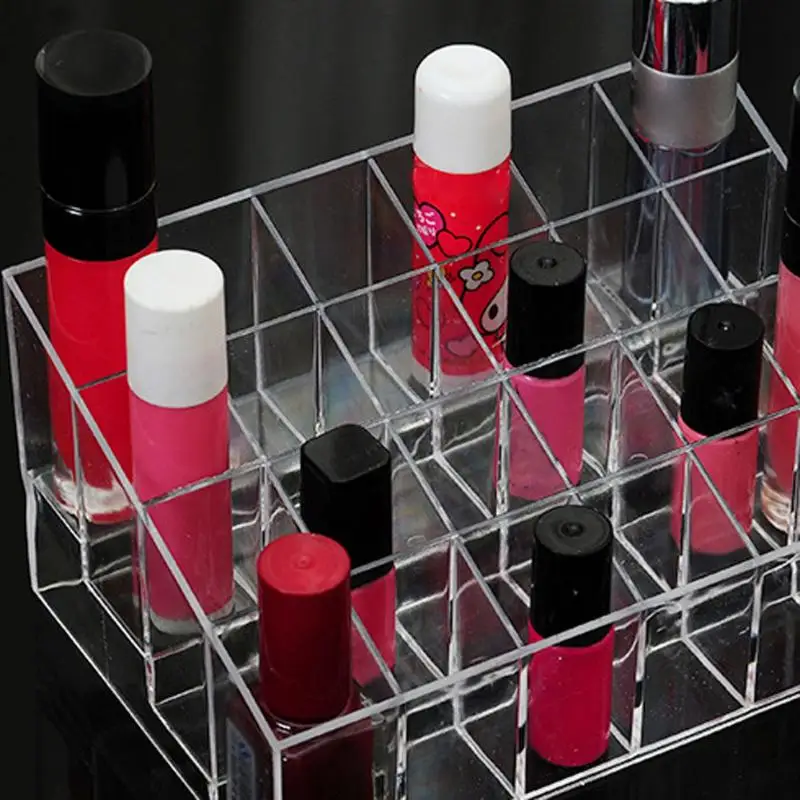 24 Grids Lipstick Holder Display Rack Case Cosmetic Nail Polish Make Up Organiser Box Large Size Acrylic Makeup Organizer 5