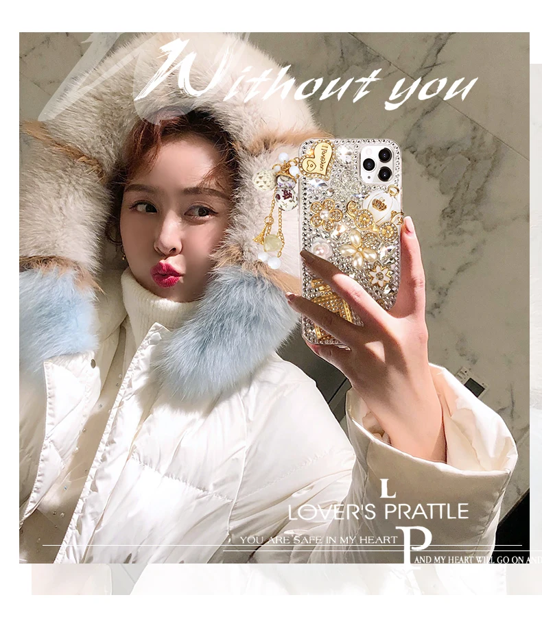 Luxury Pearl Pendant Rhinestone Phone Covers For Samsung Galaxy S24 S23 S22 S21 S20 Ultra Plus Note10 Bling Diamonds Flower Case phone case