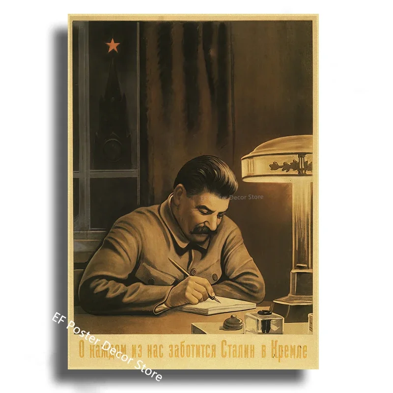 Vintage Stalin Ussr Cccp Poster Poster Aesthetic Prints And Posters Wall Art Retro Painting Home Room Cafe Club Dorm Wall Decor Peckshirt