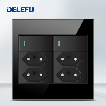 Melery เต้าเสียบมาตรฐาน4x4หน้าจอโทรศัพท์ทนไฟ, เต้าเสียบคู่ USB Type C สวิทช์ช่องไฟไฟติดผนัง20A 10A สำนักงานสีดำ 12