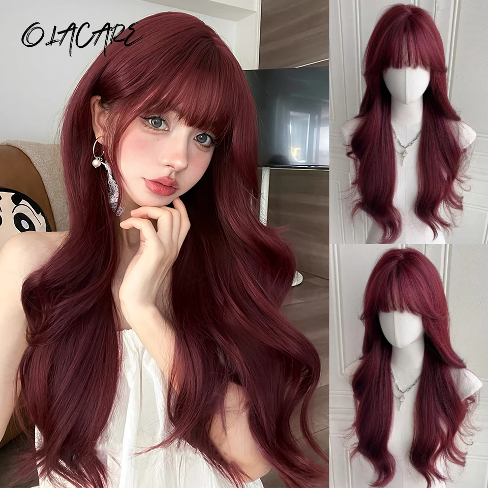 Burgundy Synthetic Curly Wig for Ladies