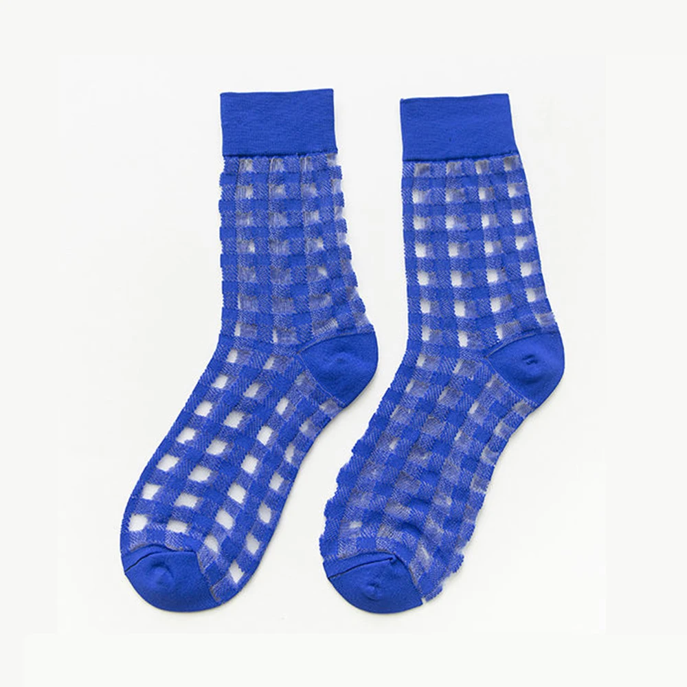 5Pairs Solid Color Transparent Crystal Silk Socks Women Spring Summer Ultra-Thin Breathable Fashionable Trend Glass Silk Socks