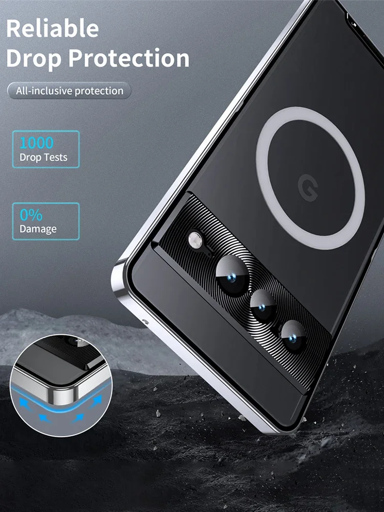 Luxury Metal Shell For Google Pixel 8 Pro Case Aluminum Alloy Frame Translucent Frosted Magnetic Core Back Coque Pixel8 Cover
