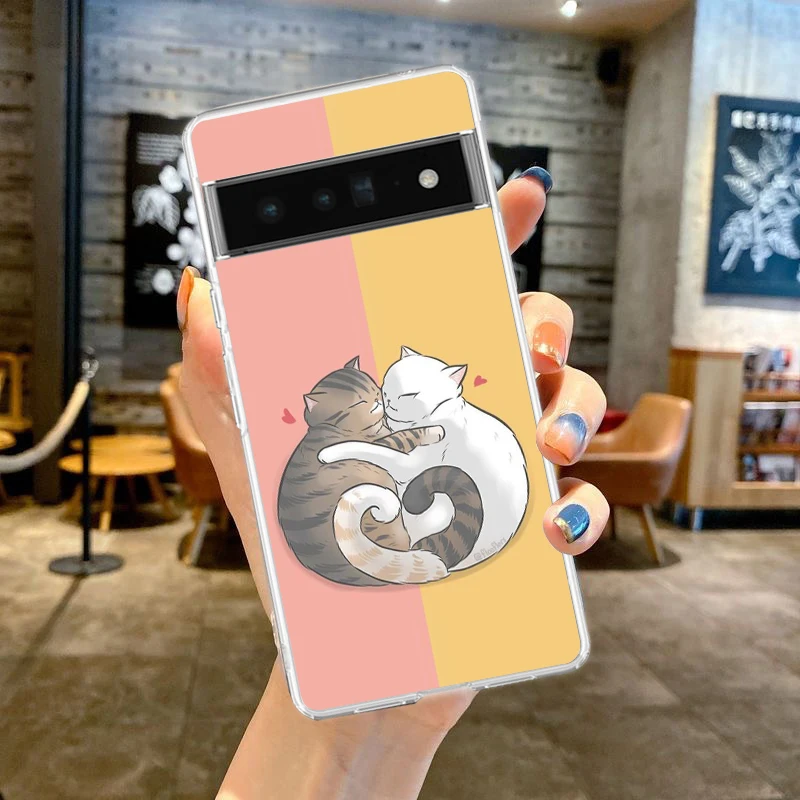 Charming Cat Cartoon Shockproof Clear Phone Case