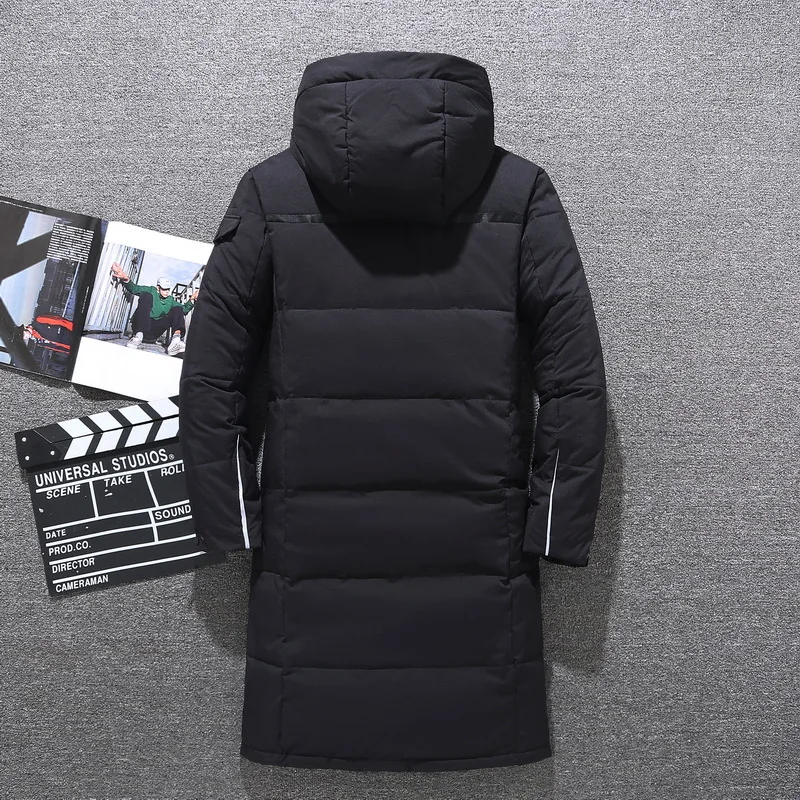 Men\'s Winter Thick Thermal Waterproof Down Jacket 80% White Duck Down Hooded Long Down Parka Outwear Coats Plus Size 5XL