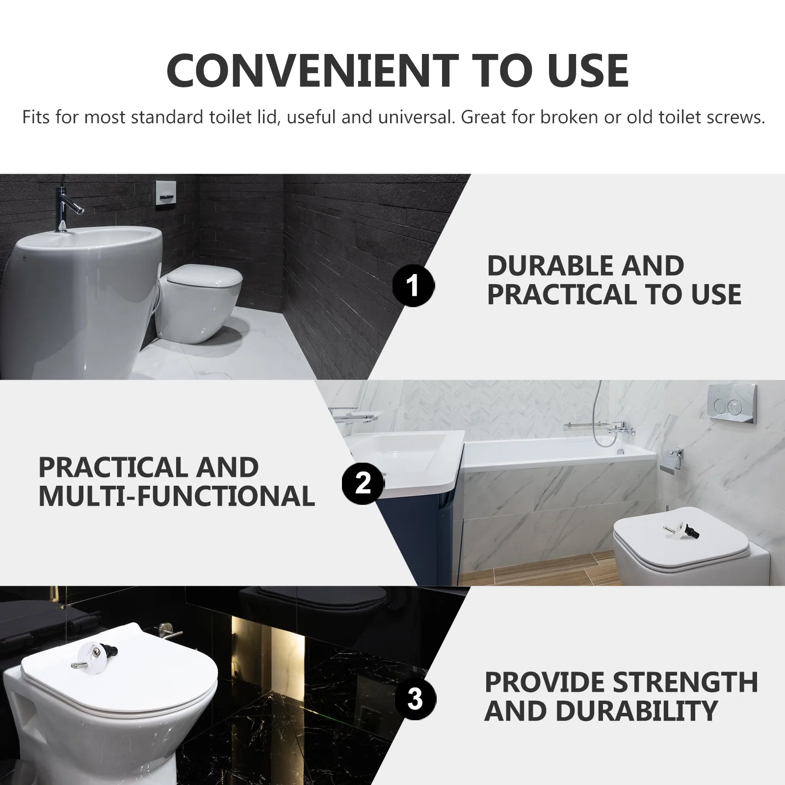 2 Pcs Toilet Seat Screw Replacement Screws Lid Bolts Fixed Smart Component Lids Fastener Stainless Steel Hinge
