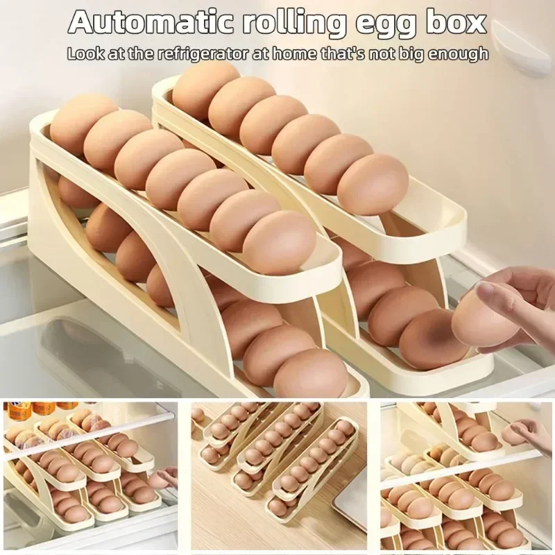 Egg Box Storage Shelf Container Organizer Refrigerator Space Dispenser