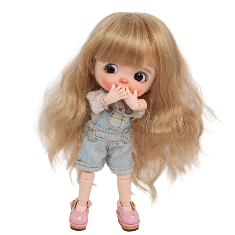 DIY 1/8 BJD&Kurhn Doll Wig Soft Fiber Long Bangs Curly Hair Natural Color Wavy Wig Doll Accessories DIY Only Wig long water wave none lace ginger orange high temperature wigs for women afro cosplay party daily synthetic hair wigs with bangs