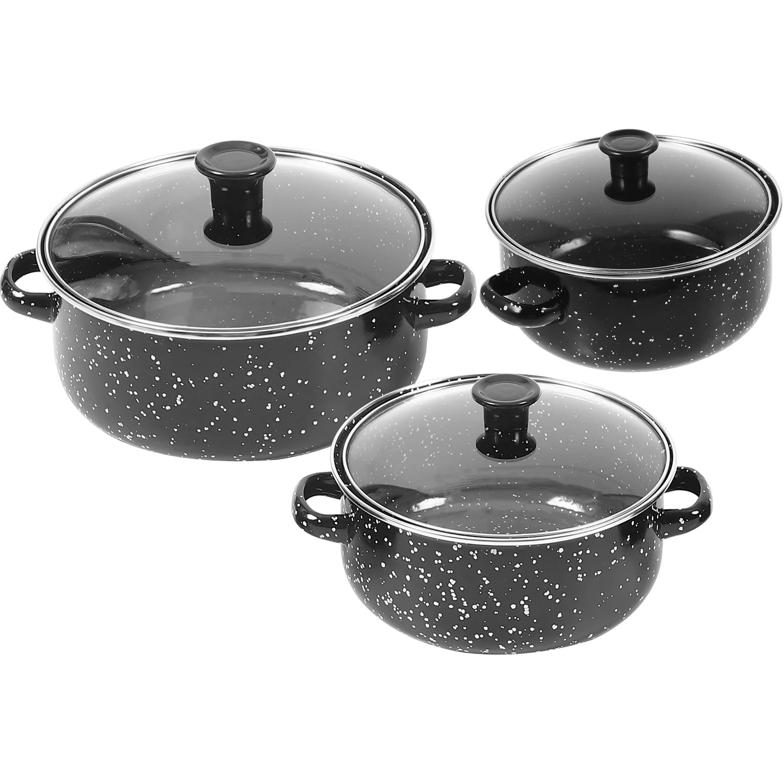 

1set/3pcs Soup Pot Frying Pan Hot Pot Saucepan Stockpot Enamel Cook Stock Pot Instant Noodle Pot With Lid Kitchen Cook Cookware