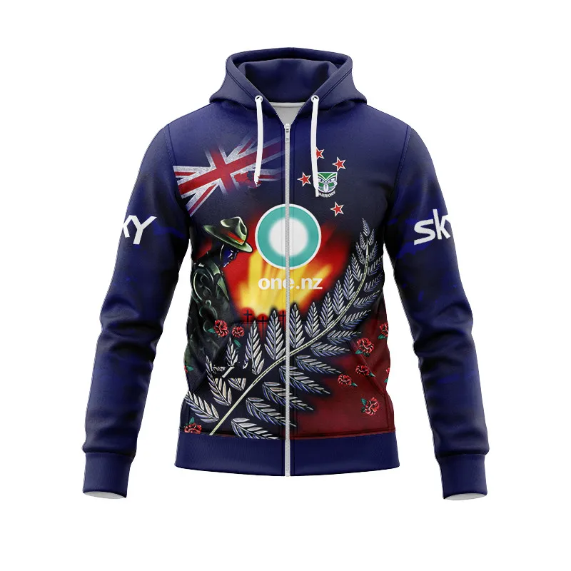 

2024 NEW ZEALAND WARRIORS MENS ANZAC RUGBY zipper JERSEY size S--5XL ( Print name and number )