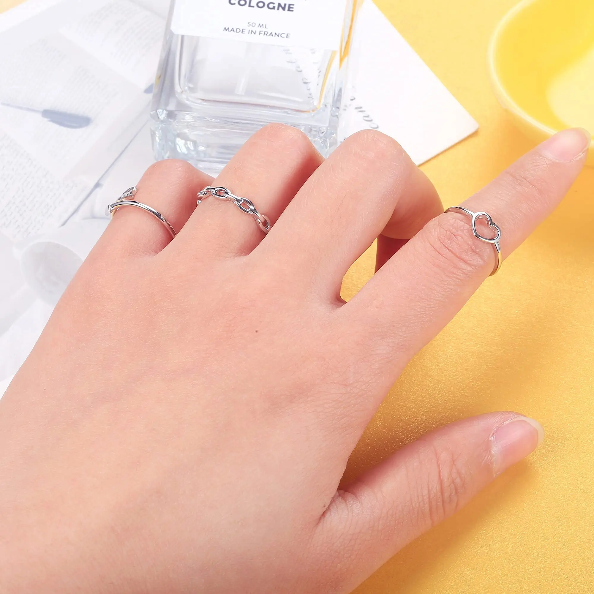 Toe Rings 925 Sterling Silver Heart Shape Adjustable for Women