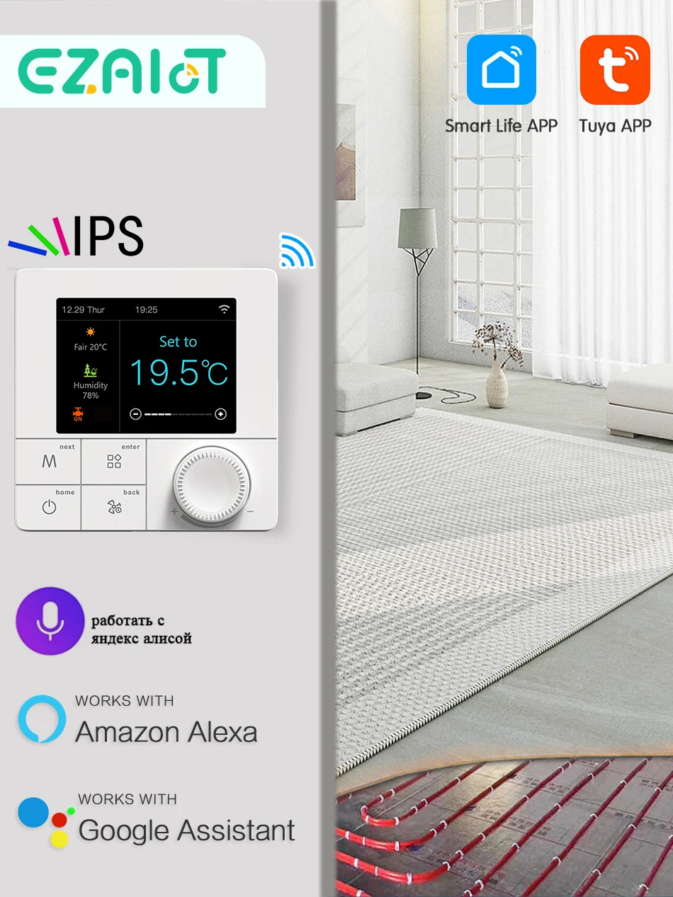 Tuya Wifi Smart Floor Heating Termostato Regulador Quente Elétrico Água Gás Caldeira Controle Remoto Controlador de Temperatura Alexa Google