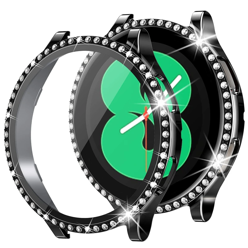 

Шикарное стекло + крышка для samsung Galaxy watch 4, чехол, Алмазный бампер из поликарбоната + Защита экрана для Galaxy watch 4 44 мм 40 мм, аксессуары для корпуса