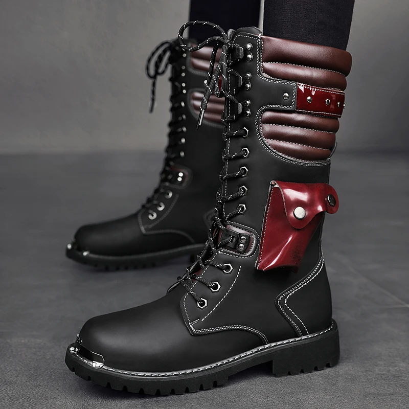 Men's Motorcycle Boots Autumn Winter Outdoor Collision Resistant Anti Slip Soft Sole Leather Boots