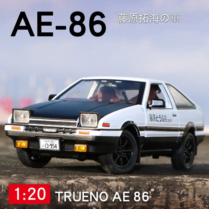 1:20 Initial D Toyota TRUENO AE86 Diecast Model Car Toy Sound&Light  Collectible