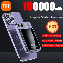  Xiaomi 100000mAh Wireless Magnetic Power Bank Magsafe50000mAh Wireless Fast Charging Thin Portable Waterproof Free Shipping 