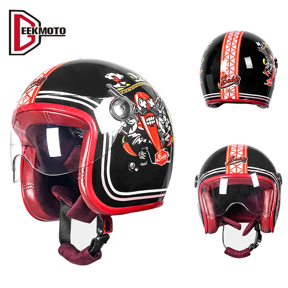 

Motorcycle Helmet Scooter Germany Vintage Helmet Casco Moto DOT Approved Capacete Open Face Four Season Cycling Helmet Men Women