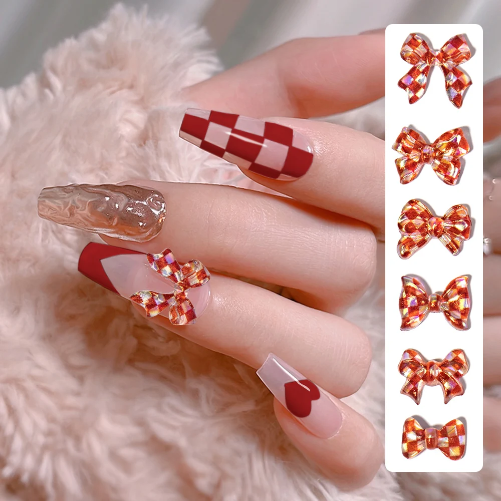 10pcs Black White Bow Resin Nail Art Decorations 3d Bowknot Nail Charm