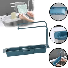 

Kitchen Sink Organizer Shelf Retractable Plastic Sink Storage Rack Drain Basket Adjustable Home Kitchen Organizer Accessories