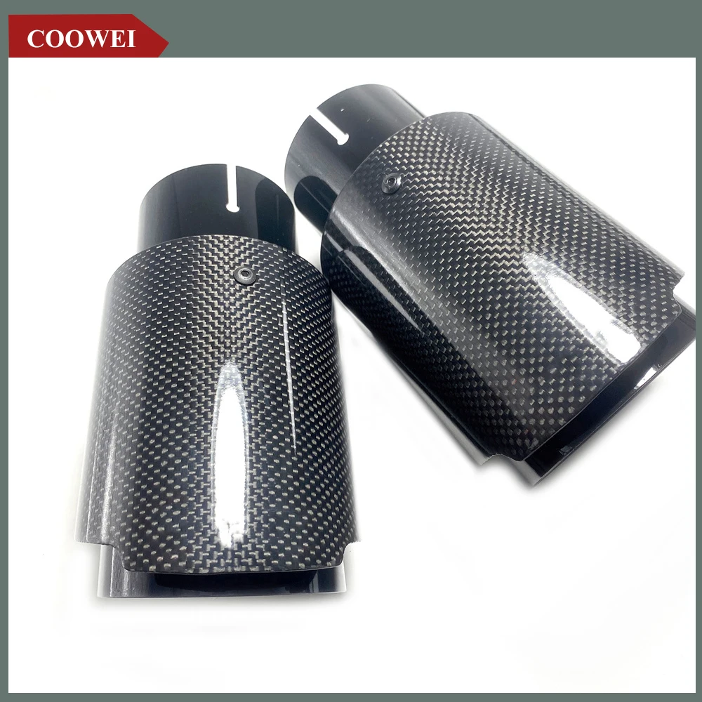 1PcsGlossyCarbonFiberMufflerTipBlackExhaustPipeMufflersNozzle