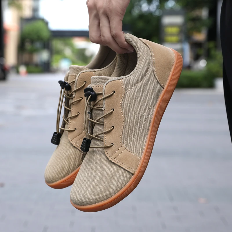 Unisex Minimalist Casual Canvas Barefoot Walking Shoes Wide Toe Slip on Zero Drop Sole Cross Trainer Sneakers for Men and Women 6