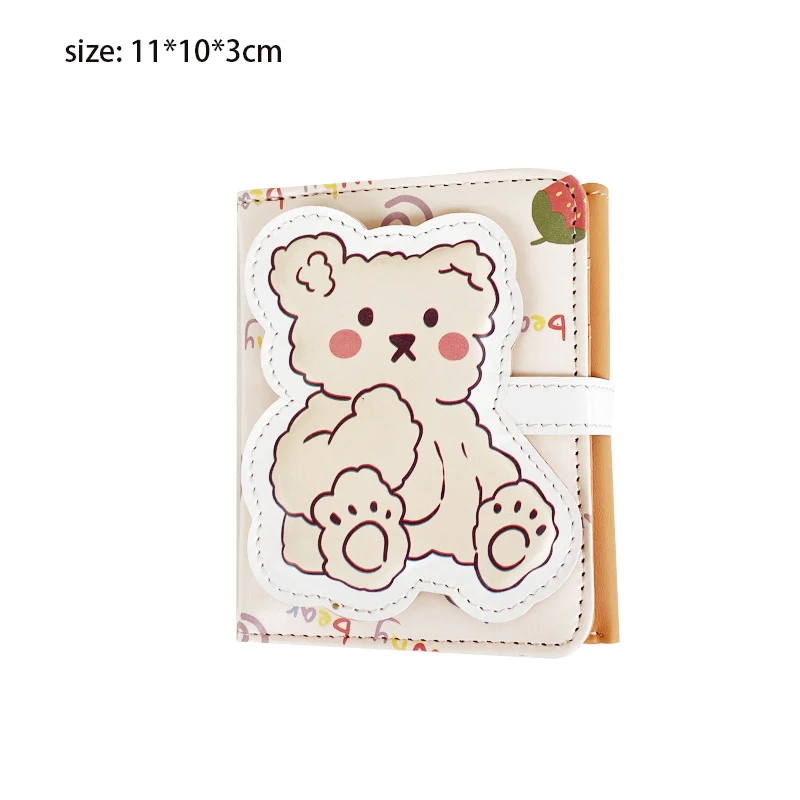 Cartoon Pu Purse Wallet Lovely Little Bear Coin Wallet Simple And Portable Three Fold Student Mini Card Bag Birthday Gift 6