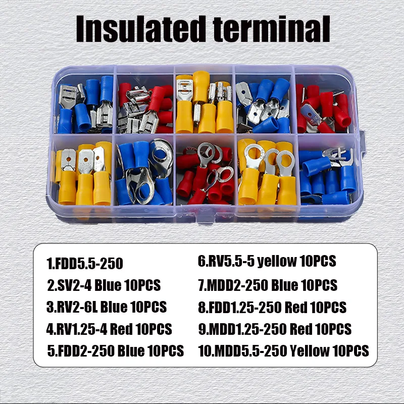 100/160PCS Ring Crimp Terminal M4/M5/M6 Round Plugs Pre-insulated Ferrules Lugs For Splice Electricals Cable Wire End Connectors