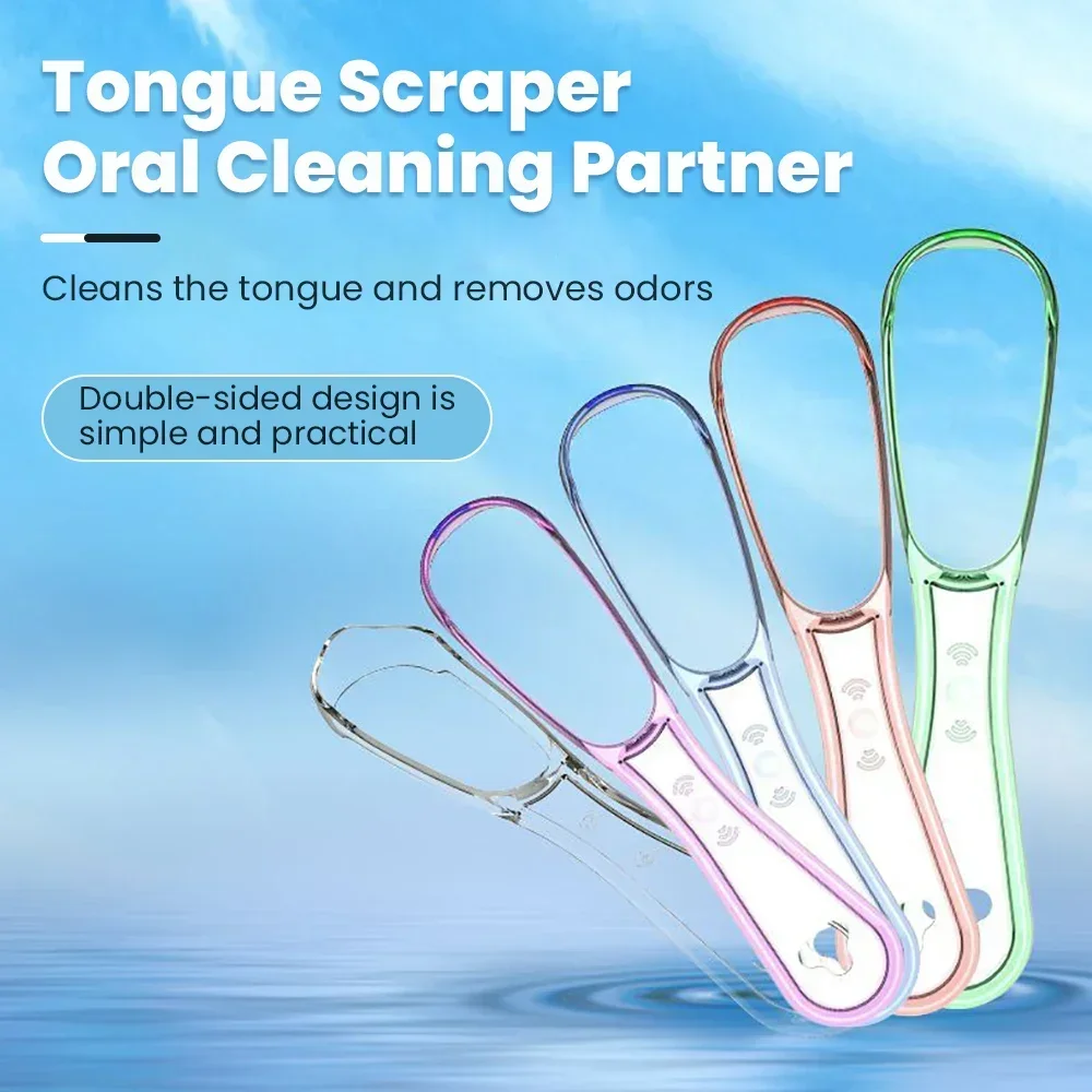 Ashowner Tongue Scraper Tongue Cleaner Bad Breath Removal Fresh Breath Cleaning Coated Tongue Scarper Brush Oral Care Tools