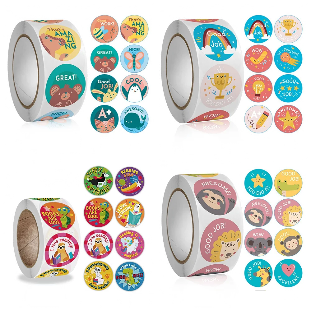 500pcs-roll-1inch-Round-Cartoon-Toys-Animal-stickers-for-kids-Teacher ...