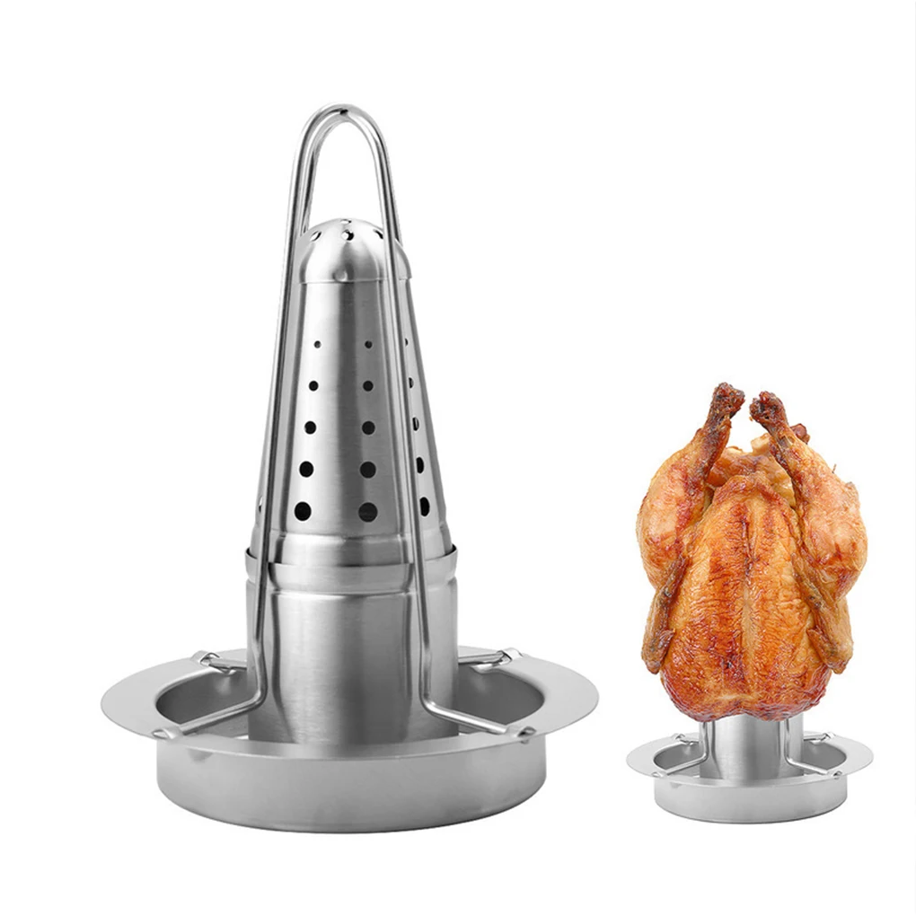 Multifunctional BBQ Chicken Holder for Grill Stainless Steel Stand Vertical Chicken Roaster Detachable Outdoor Barbecue Tool