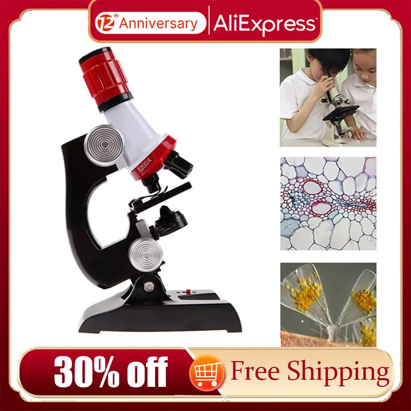 Kit microscopio per bambini Science Lab LED 100-1200X microscopio biologico  Home School giocattoli educativi strumenti ottici per bambini - AliExpress