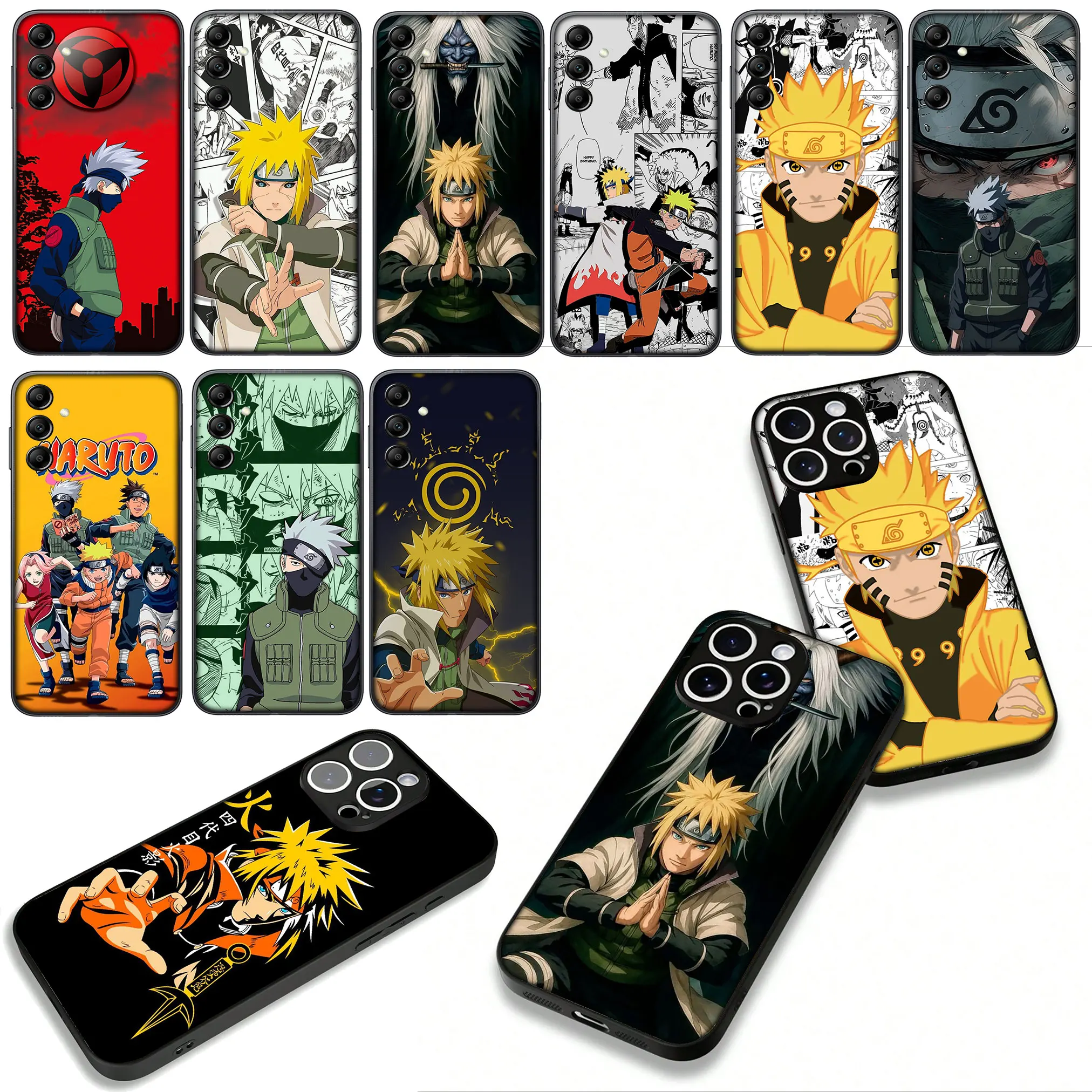 Naruto Themed Phone Case Featuring Namikaze Minato and Kakashi