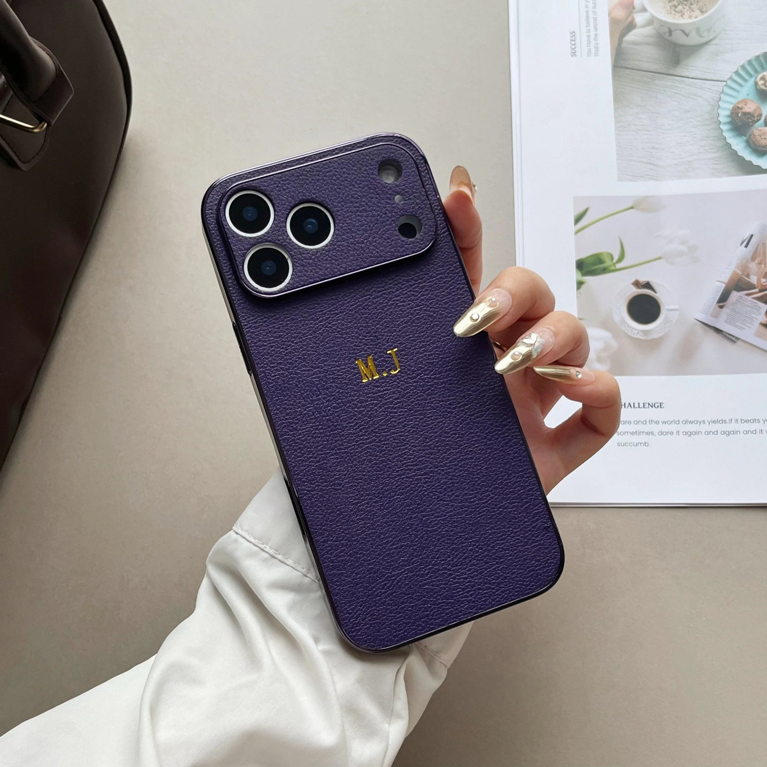 Luxury Faux Leather Plating Phone Case For iPhone 17 16 thumbnail 4