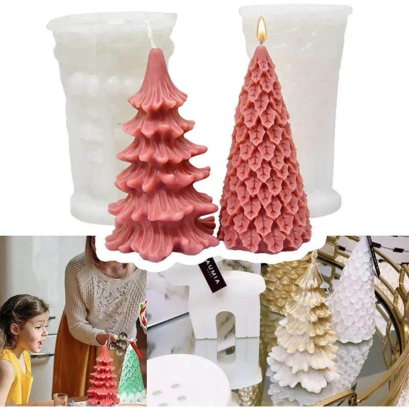 3D Christmas Tree Candle Silicone Mold DIY Christmas Candle Making Kit Handmade Soap Plaster Resin Baking Tools Holiday Gifts