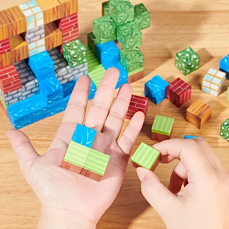 60 pieces Random magnetic building blocks mixed colors DIY entertainment toys mini world magnetic building blocks,magnetic assembly toy