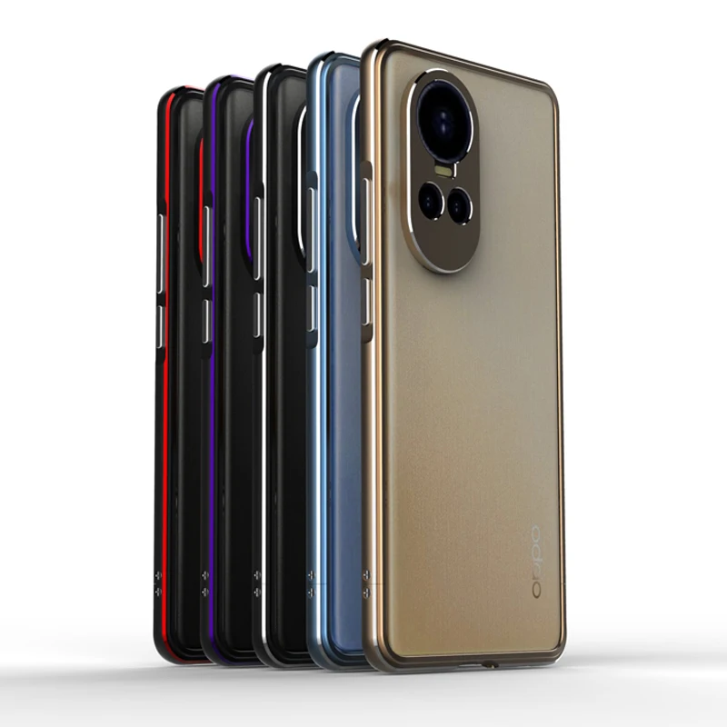 Bumper for Oppo Reno 10 Pro 5G CPH2525 Metal Aluminum Frame Case Cover for Oppo Reno 10 5G CPH2351 with Camera Lens Protector