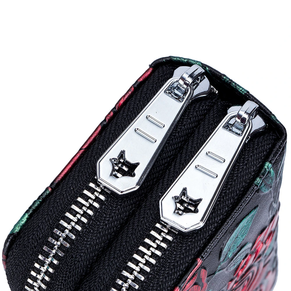 Painted Cowhide Card Bag Multiple Card Positions Rfid Anti-RF Scanning Wallet Multifunctional Double Zipper Coin Purse