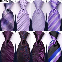 Hi-Tie Purple Solid Elegant Men Tie Sage Green Silk Necktie For Men Hanky Cufflink Wedding Party Business Fashion Brand Designer